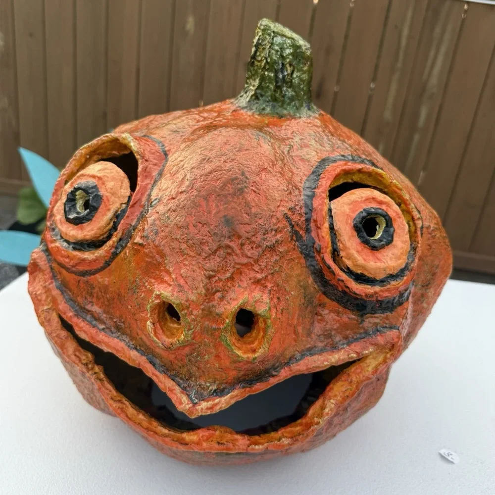 Large Halloween Paper Mache‎ Pulp Jack O Lantern Extra Large
